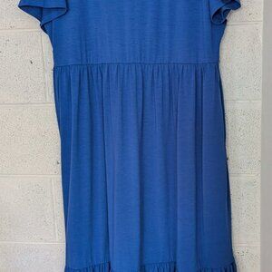 IN'VOLAND Womens Plus Size 20W Maxi Dresses Summer Short Sleeve Empire Blue